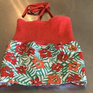 Doggy Sundress. Tropical skirt with stretchy top ( ties like a sundress) 😂